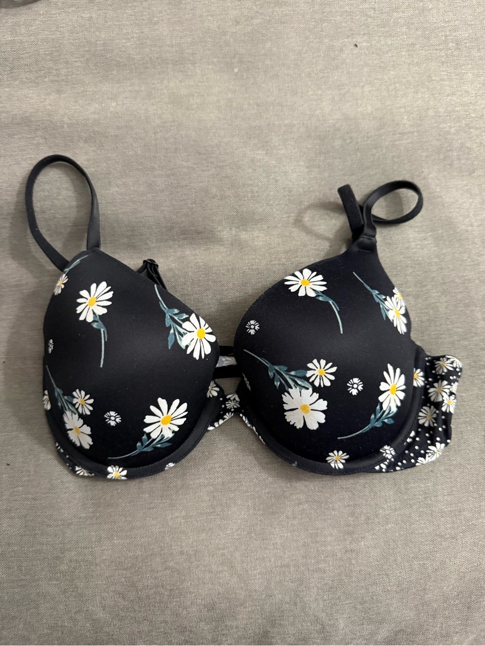 PINK Victoria's Secret Black Daisy Print T-Shirt Bra